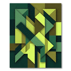 Modern Emerald and Lime Geometric Abstract Rug