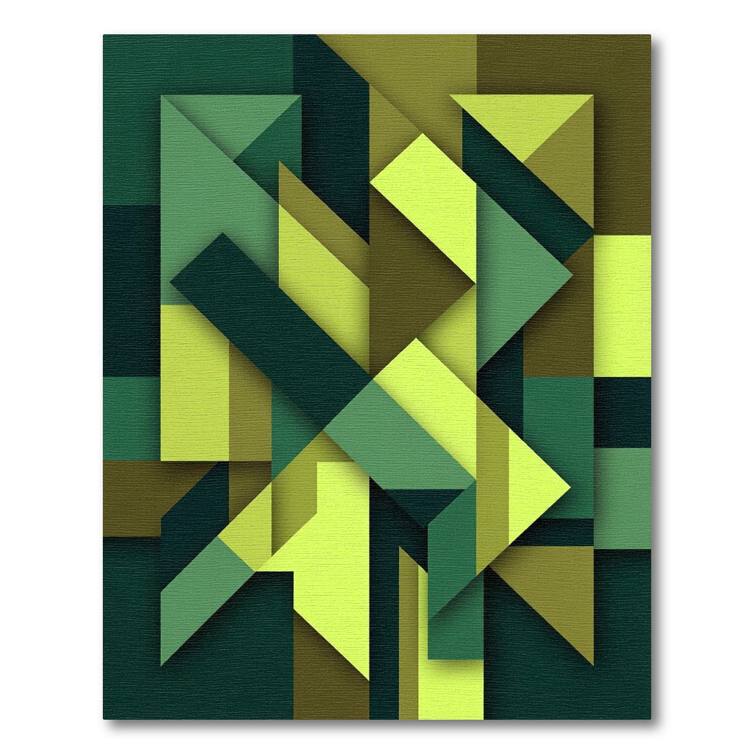 Modern Emerald and Lime Geometric Abstract Rug