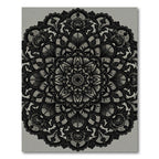Intricate Black Floral Lace Mandala Rug