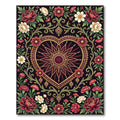 Ornate Heart Shaped Floral Jewel Tapestry Rug