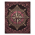 Ornate Crimson Vintage Compass Medallion Rug
