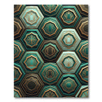 Emerald Art Deco Geometric Hexagon Rug