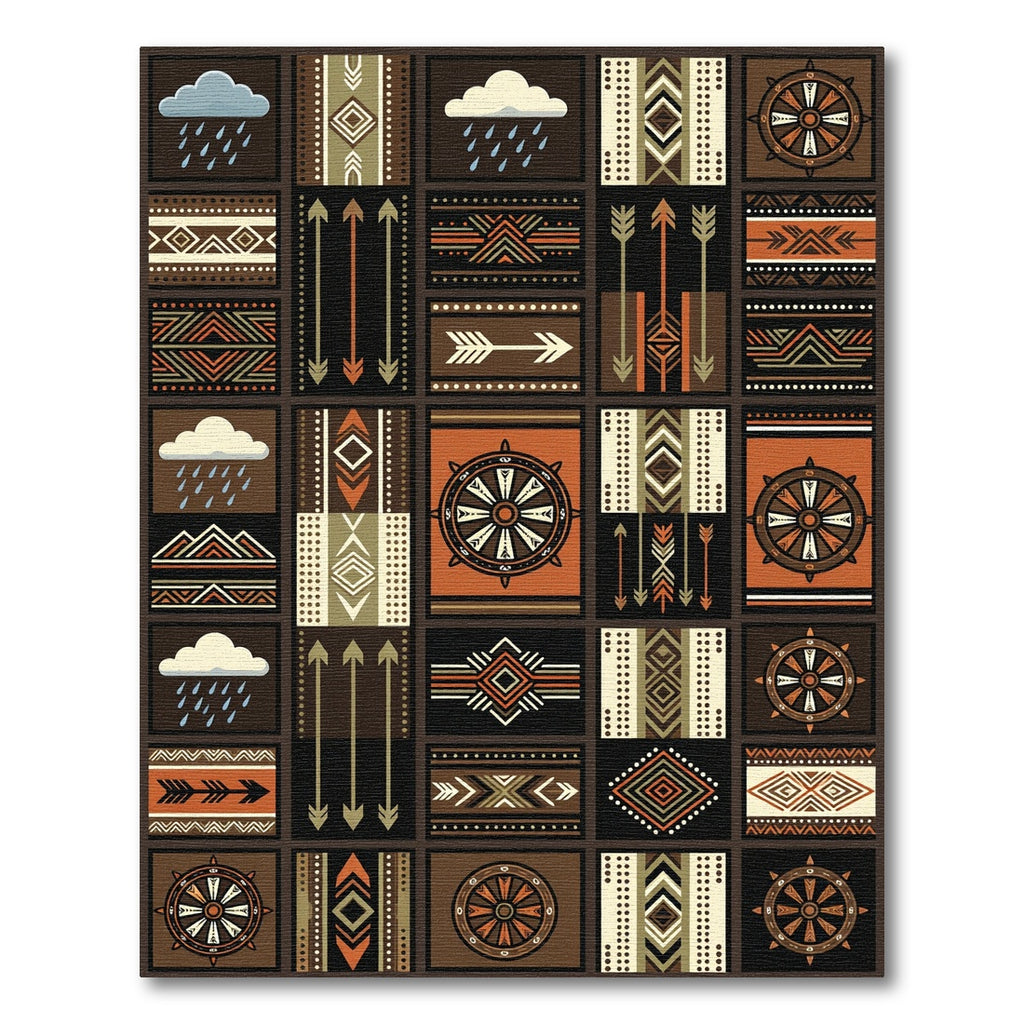 Earthy Geometric Sunset Tribal Tile Rug