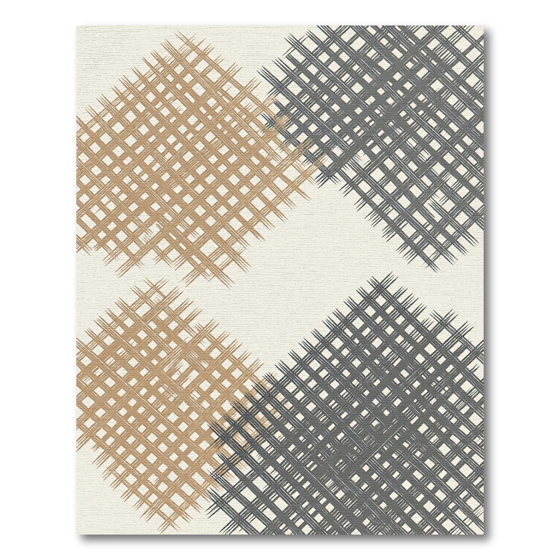 Taupe and Charcoal Geometric Grid Rug