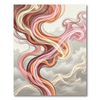 Abstract Flowing Peach and Cream Ribbon Rug