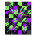 Neon Green Purple Abstract Paint Splatter Rug