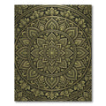 Gold Mandala Art In Black Rug
