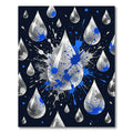 Silver Metallic Rain Blue Ink Splash Rug