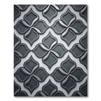 Sophisticated Charcoal Black Interlocking Quatrefoil Rug