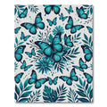 Vibrant Teal Butterfly Botanical Garden Rug
