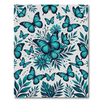 Vibrant Teal Butterfly Botanical Garden Rug
