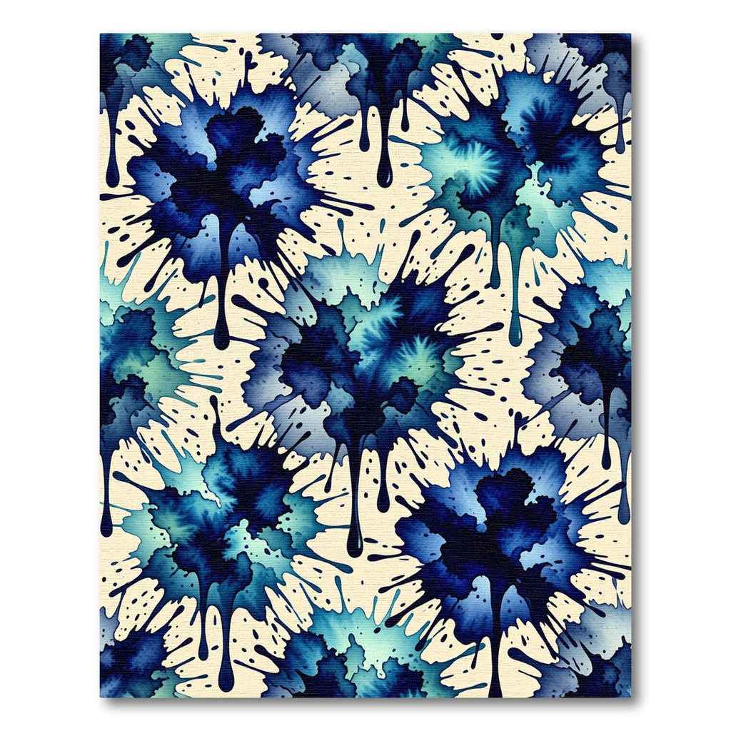 Blue Watercolor Ink Splatter Abstract Rug