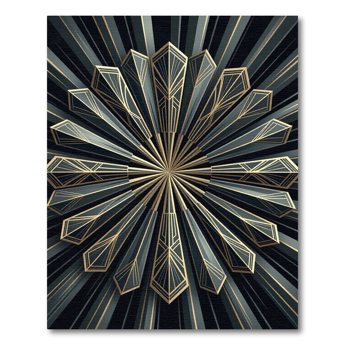 Art Deco Gold Black Sunburst Rug