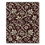 Dark Crimson Vintage Floral Scroll Rug