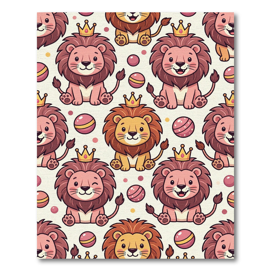 Cute Royal Lion and Ball Wallpaper Rug