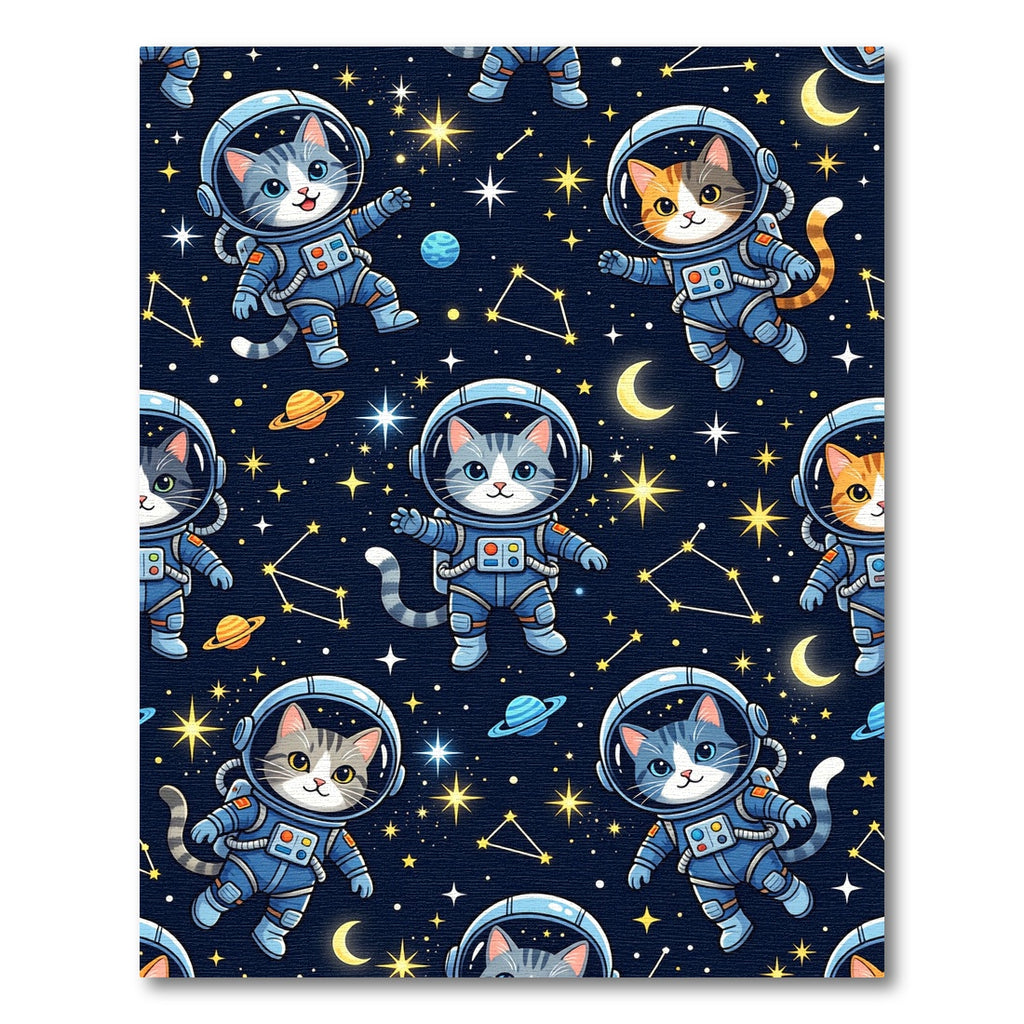 Cute Astronaut Cats in Deep Space Rug