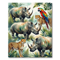 Watercolor Tropical Safari Wildlife Fauna Rug