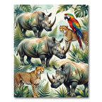 Watercolor Tropical Safari Wildlife Fauna Rug