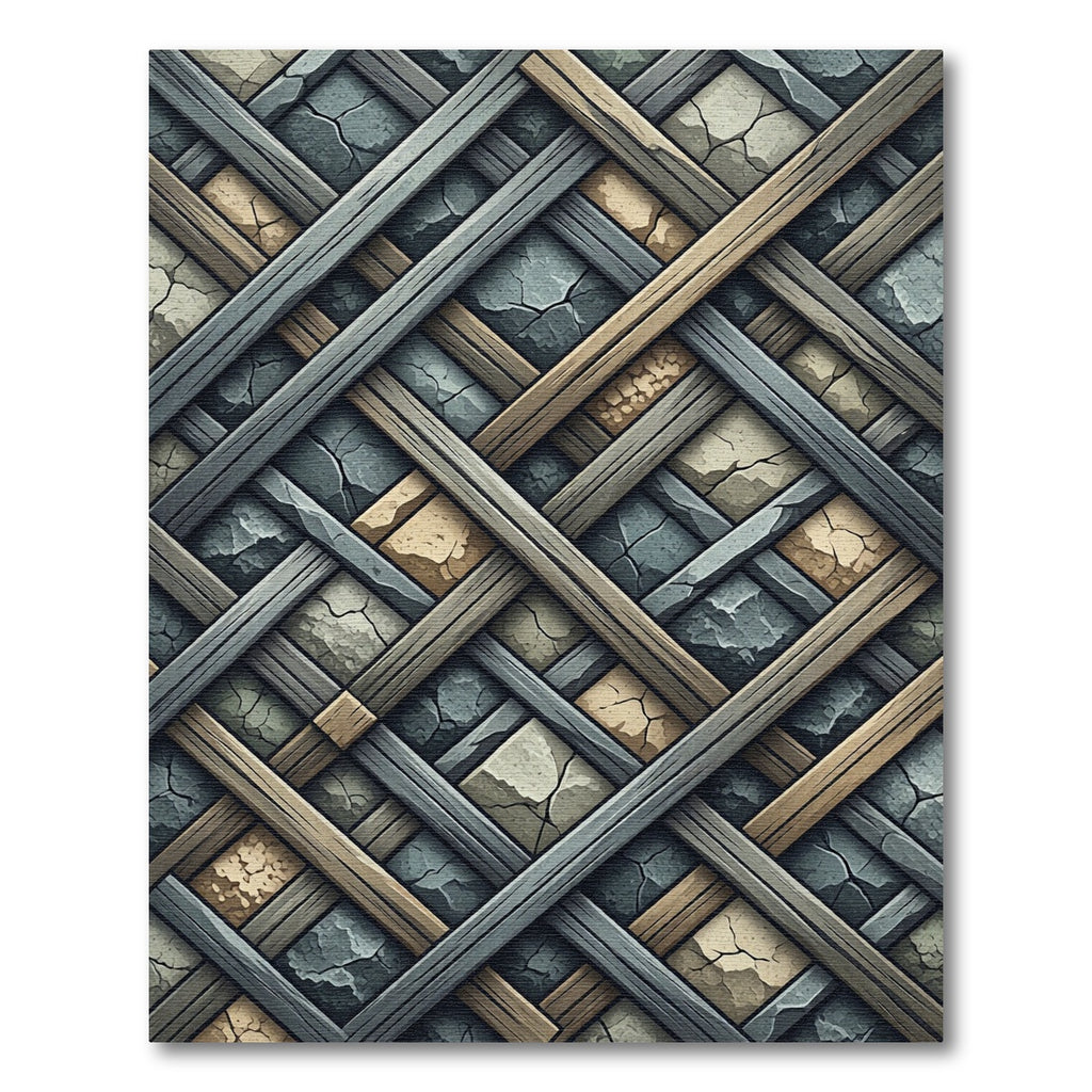 Woven Stone Gray and Golden Lattice Rug