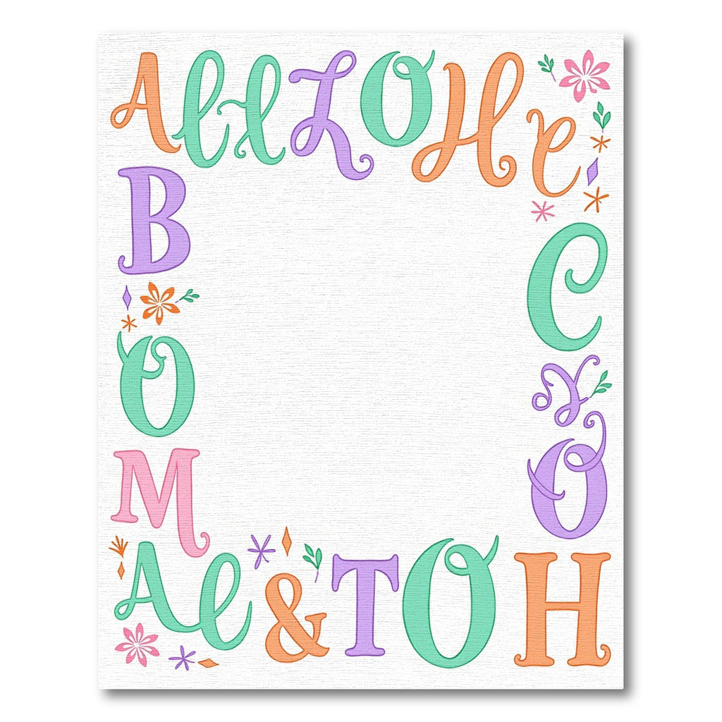 Whimsical Alphabet Border Coral Mint Rug
