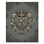 Imperial Gold Dragon Crest Gray Emblem Rug