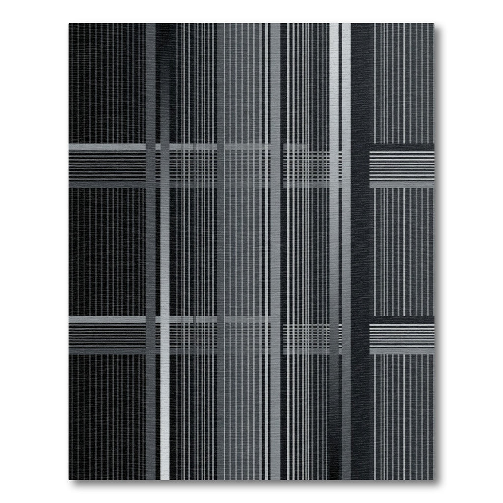 Minimalist Monochrome Linear Plaid Rug