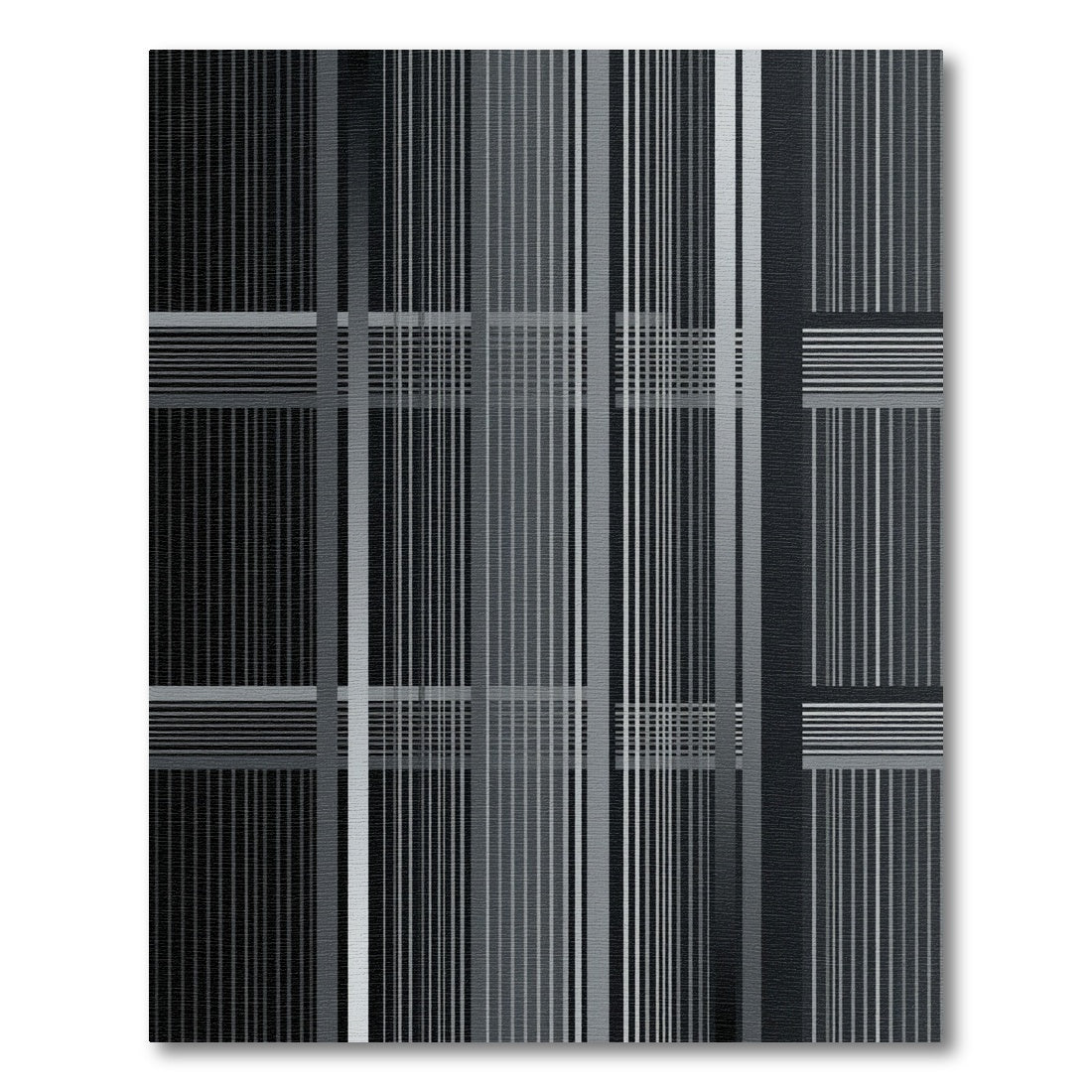 Minimalist Monochrome Linear Plaid Rug