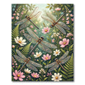 Whimsical Dragonfly and Delicate Floral Meadow Rug