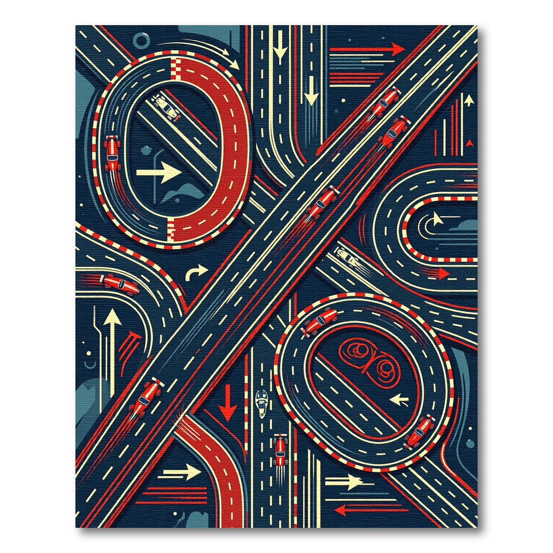Dynamic Red Race Car Circuit Track Rug