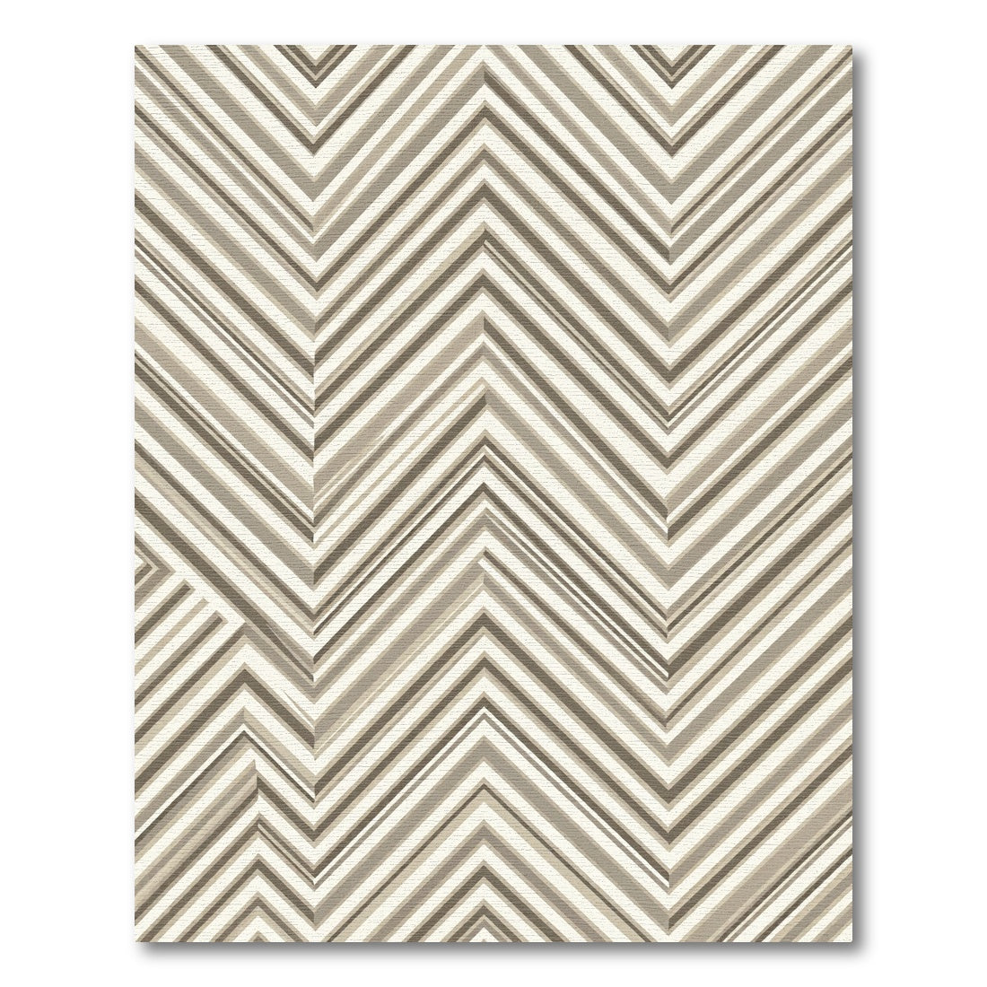 Taupe Geometric Chevron Striped Art Rug
