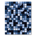 Deep Blue Geometric Rectangle Grid Rug