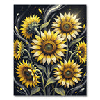 Vibrant Golden Sunflower Floral Art Rug