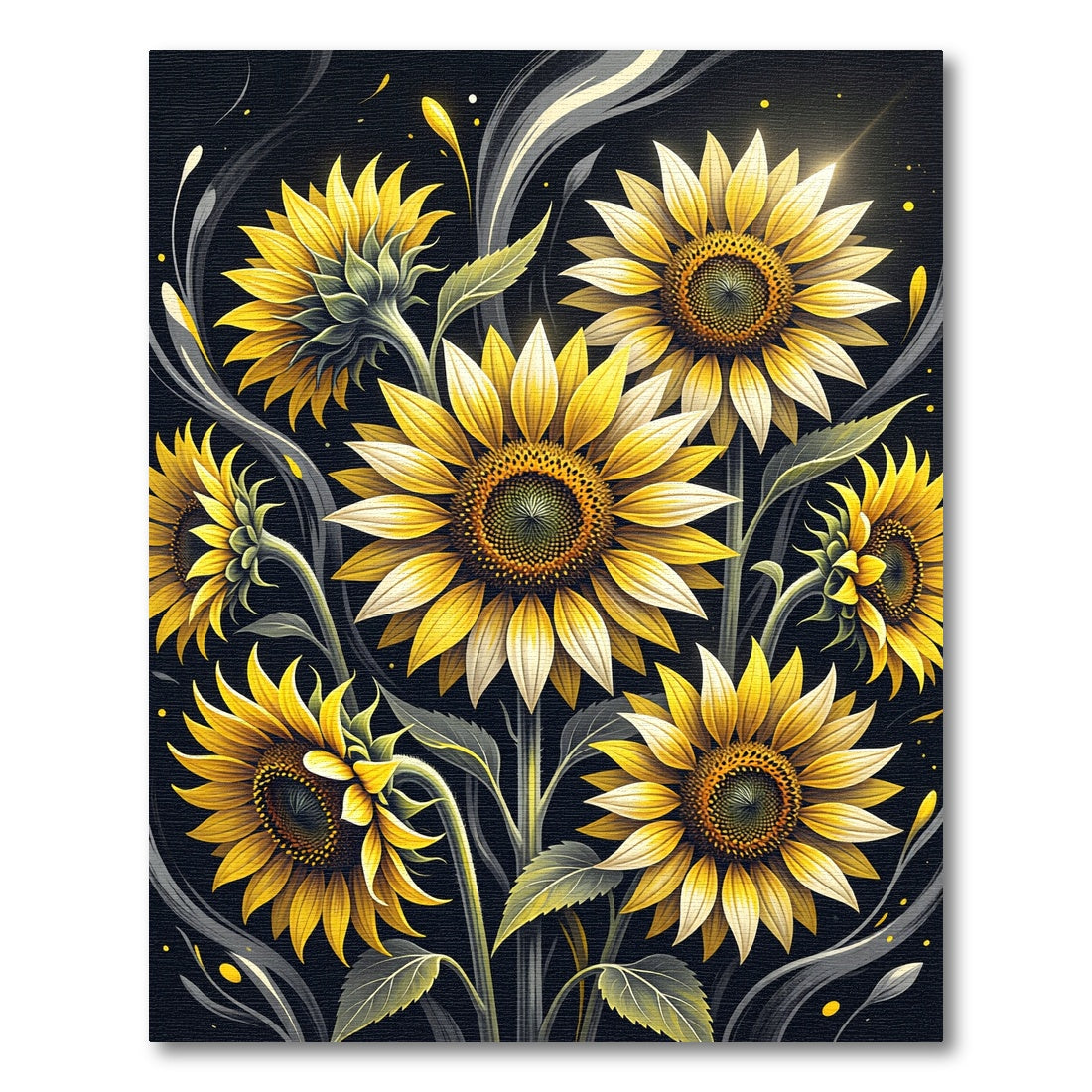 Vibrant Golden Sunflower Floral Art Rug