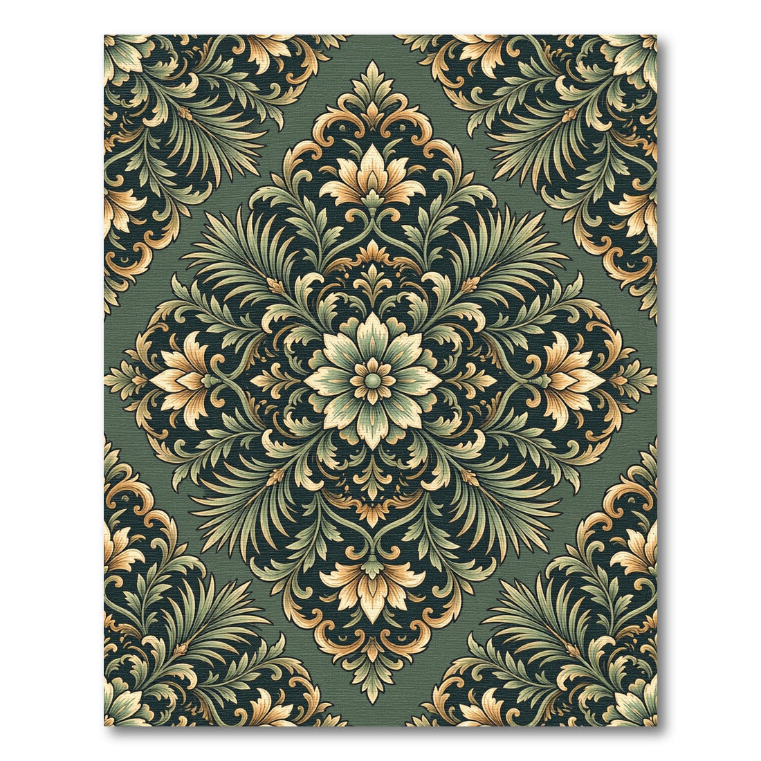 Rich Emerald Floral Acanthus Scroll Rug