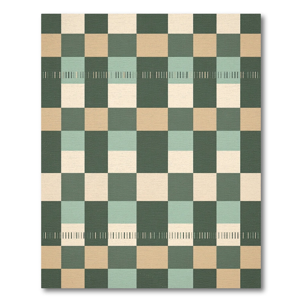 Sage and Sand Geometric Checkered Tile Rug
