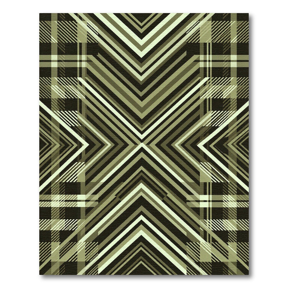 Modern Olive Geometric Chevron Plaid Rug