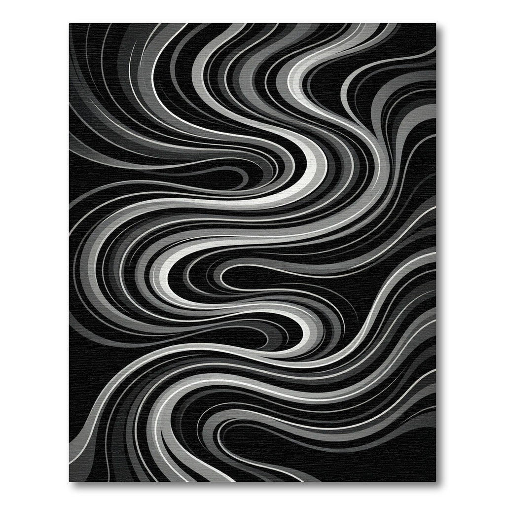 Monochromatic Swirl Ribbon Abstract Rug