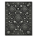 Monochromatic Floral Diamond Fish Art Rug