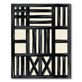 Bold Black Cream Geometric Overlay Rug