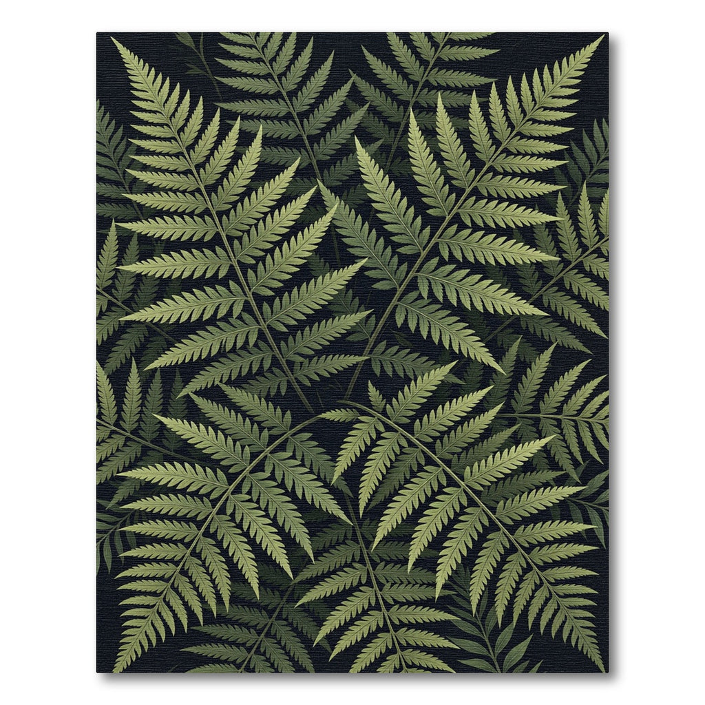 Forest Green Fern Frond Repeats Rug