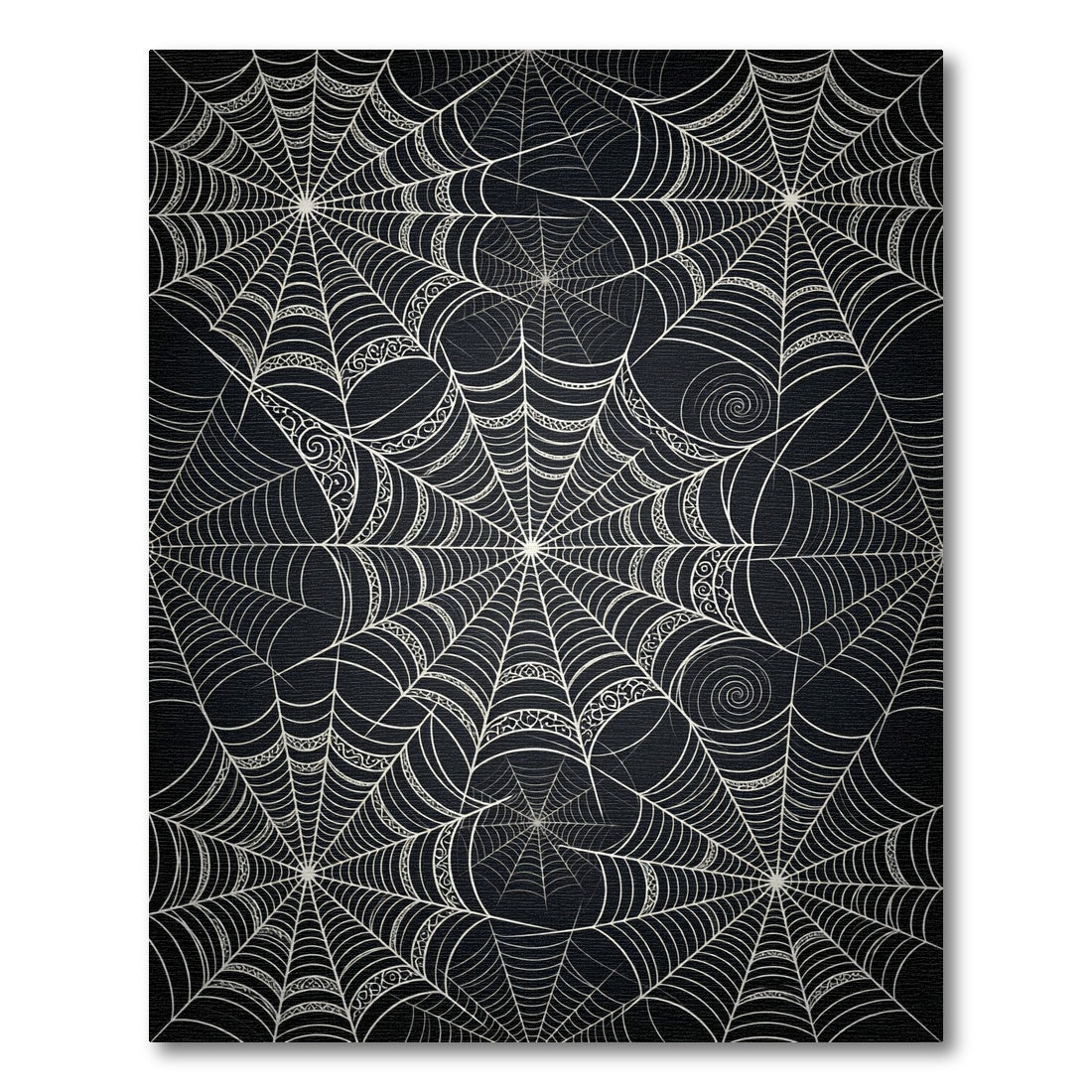 Black White Spiderweb Intricate Web Rug
