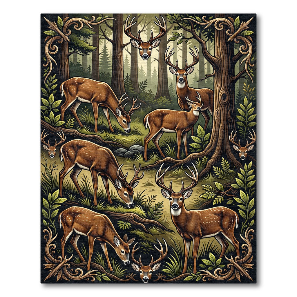 Enchanted Forest Deer Woodland Meadow Rug