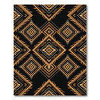Earthy Gold Geometric Tribal Diamond Rug