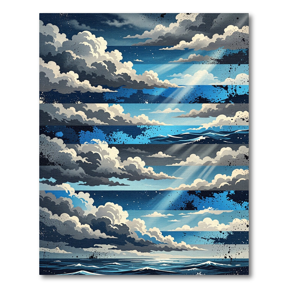Dramatic Blue Cloud and Seascape Rug