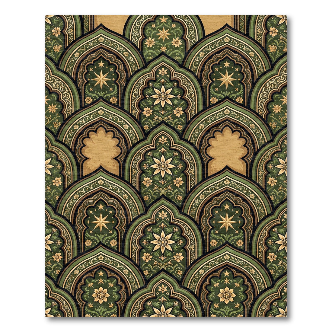 Emerald Green Archway Floral Medallion Rug