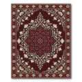 Deep Crimson Floral Lotus Medallion Rug
