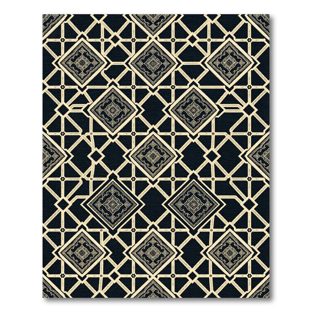 Luxury Black and Gold Geometric Lattice Rug