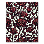 Dark Crimson Rose Garden Floral Rug