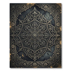Ornate Charcoal Silver Floral Damask Rug