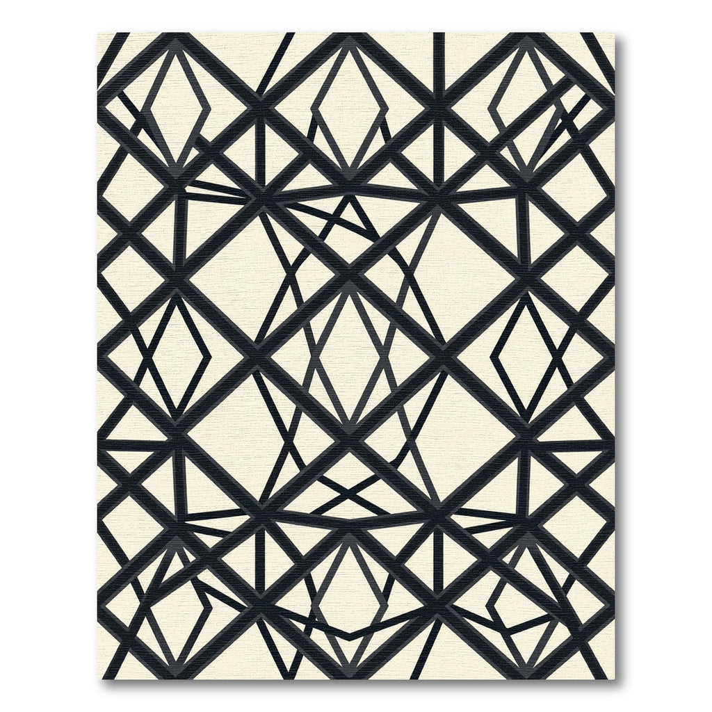 Monochrome Geometric Diamond Intersecting Lines Rug